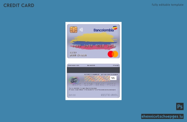 Beispielvorschau der Mastercard der Bancolombia Bank in Kolumbien